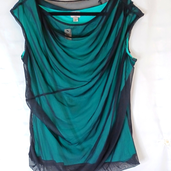 Worthington Tops - Y2K Green and black sheer business sleeveless top Size 1X Plus